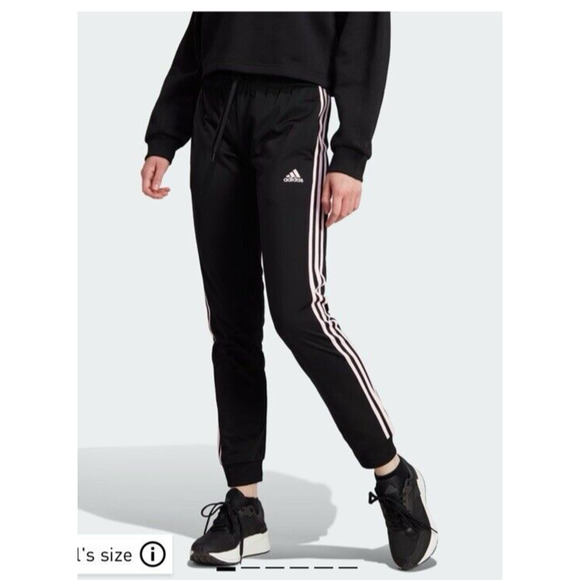 NEW Adidas Essentials Warm Up Slim Tapered Stripes Track Pants Black, Pink XL - Picture 2 of 8